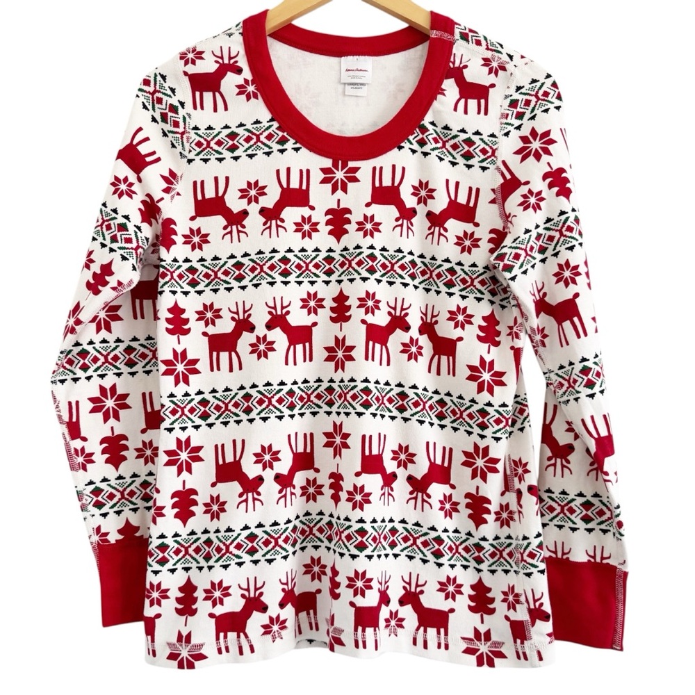 Hanna Andersson Dear Deer Long Sleeve Pajama Top Large